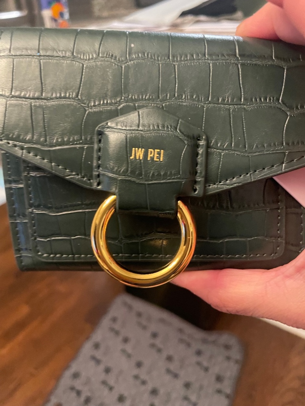 JW PEI Stella Wallet -Dark Green Croc - Vegan leather- NWT (2651)